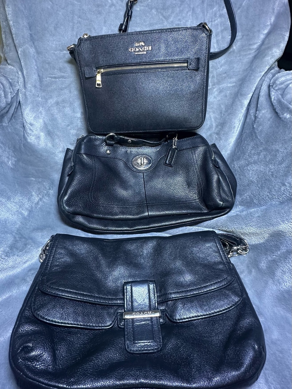 Coach Black Leather Trio of Shoulder & Crossbody Bags
